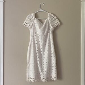 Jones New York Cotton White Embroidered Lace Straight Delicate Dainty Dress